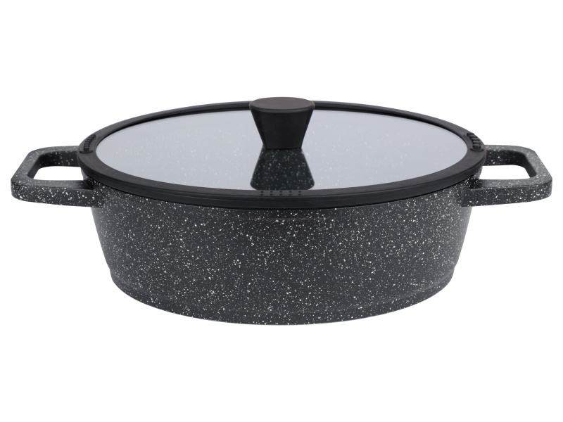 Livarno home Hliníková servírovací pánev, Ø 28 cm (žulový vzhled/černá)