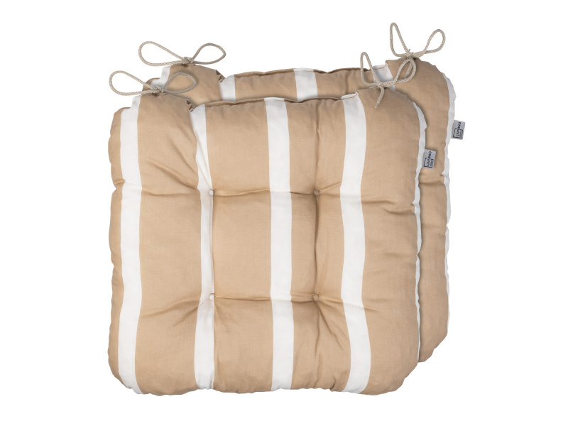 Livarno home Podsedák Valencia/Miami 40 x 43 cm, 2 kusy (pruhovaná, béžová)