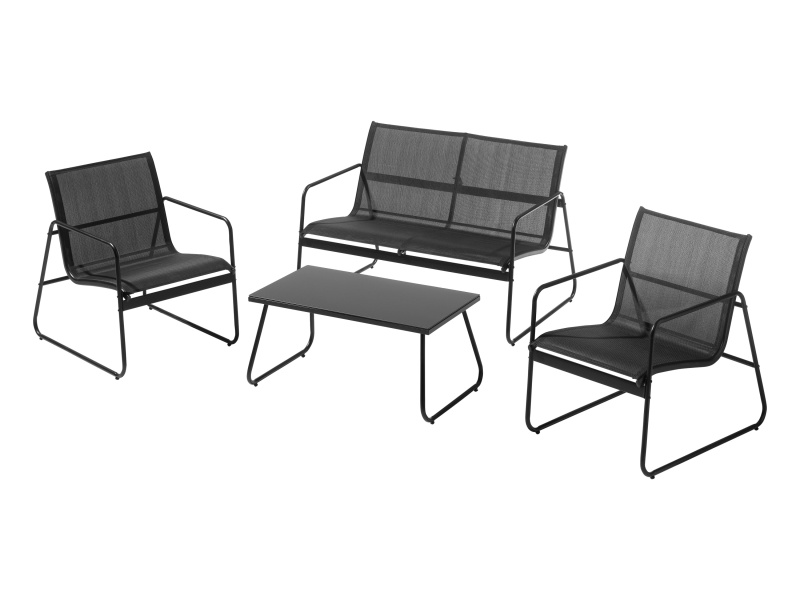 Livarno home Zahradní sedací souprava s textilním výpletem, 4dílná, černá