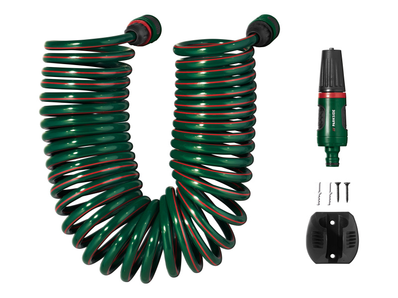 Parkside® Sada spirálové hadice / Sada hadice na terasu / Sada ploché hadice (spirálová hadice 10 m (3/8 palce))