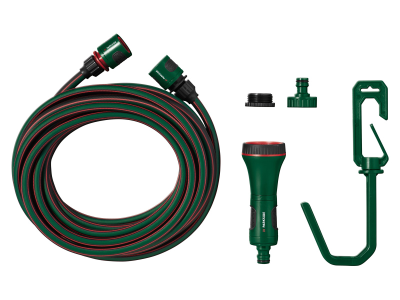 Parkside® Sada spirálové hadice / Sada hadice na terasu / Sada ploché hadice (terasová hadice 7,5 m)