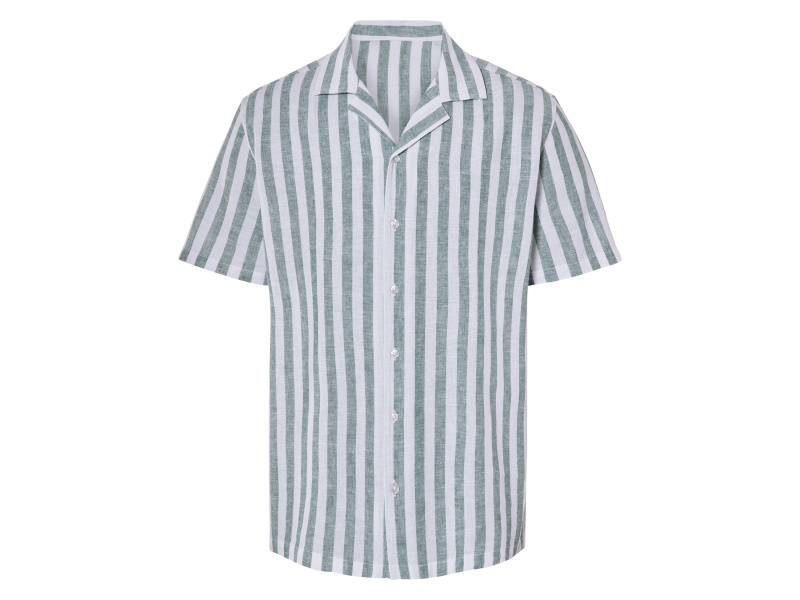 Livergy® Pánská lněná košile (zelená/bílá, XL (43/44))
