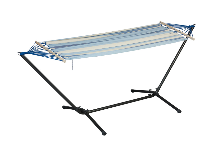 Livarno home Závěsná síť se stojanem, modré pruhy