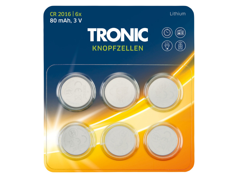 Tronic® Knoflíková baterie (lithiové baterie Cr2016)