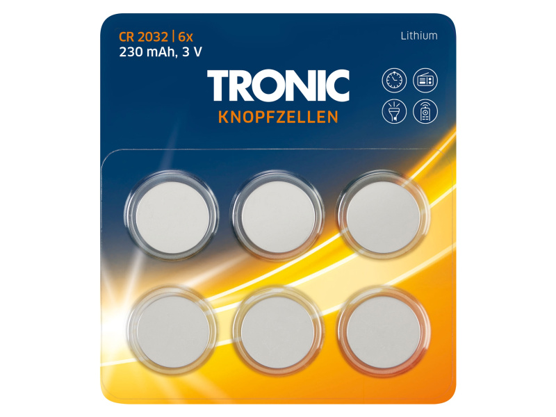 Tronic® Knoflíková baterie (lithiové baterie Cr2032)