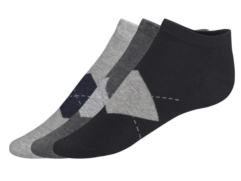 Livergy® Pánské nízké ponožky s BIO bavlnou, 3 páry (černá/šedá, 39/42)