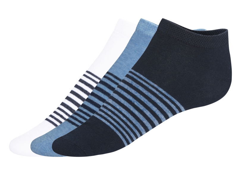Livergy® Pánské nízké ponožky s BIO bavlnou, 3 páry (modrá / bílá / navy modrá, 43-46)