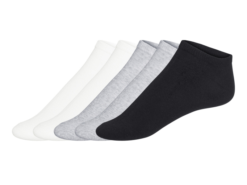 esmara® Dámské nízké ponožky s BIO bavlnou, 5 párů (bílá/šedá/černá, 35-38)