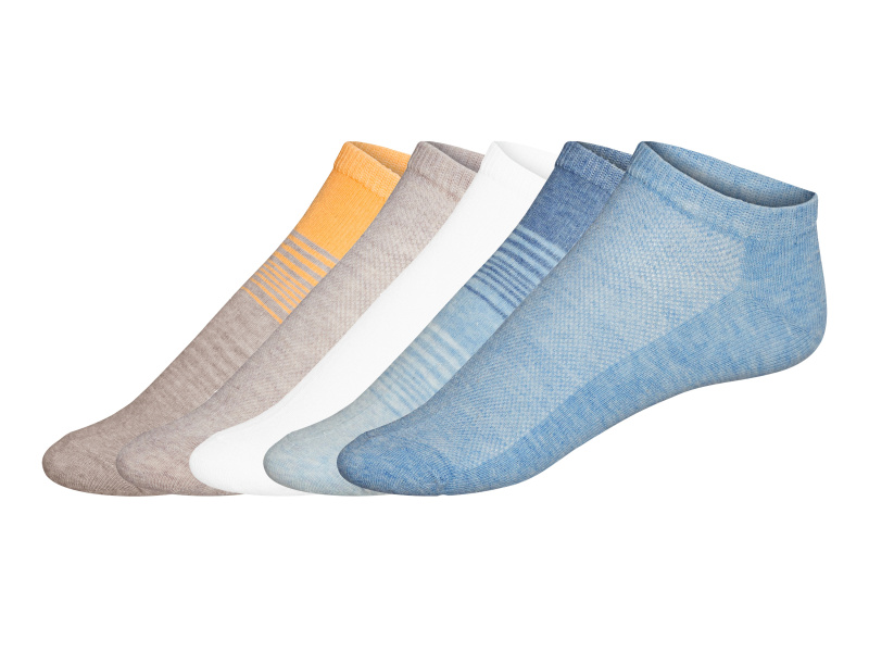 esmara® Dámské nízké ponožky s BIO bavlnou, 5 párů (žlutá/šedá/bílá/modrá, 39-42)