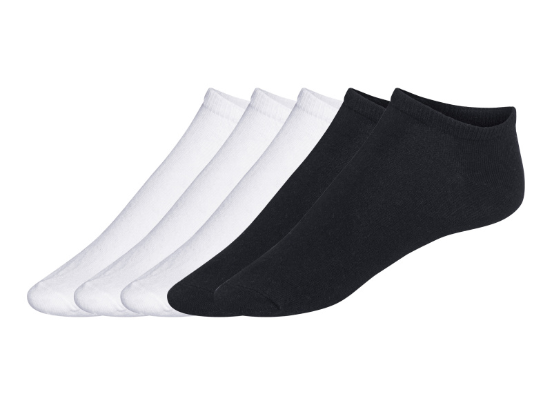 Livergy® Pánské nízké ponožky s BIO bavlnou, 5 párů (bílá/černá, 39-42)