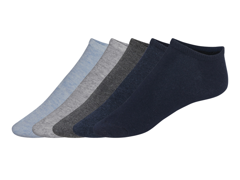 Livergy® Pánské nízké ponožky s BIO bavlnou, 5 párů (světle modrá / šedá / navy modrá, 43-46)