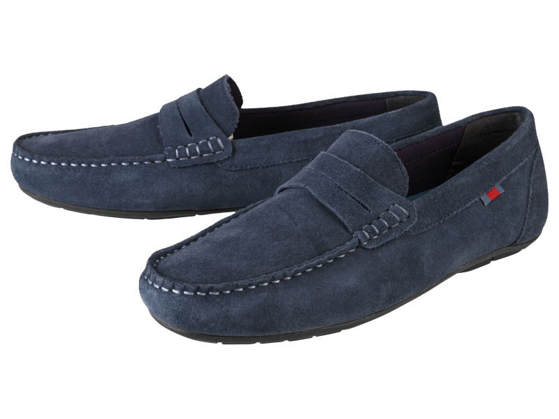 Livergy® Pánské kožené mokasíny (navy modrá, 44)