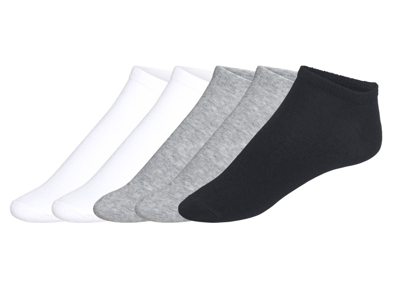 Livergy® Pánské nízké ponožky s BIO bavlnou, 5 párů (bílá/šedá/černá, 39-42)