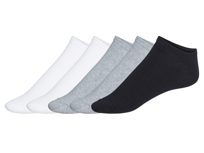 Livergy® Pánské nízké ponožky s BIO bavlnou, 5 párů (bílá/šedá/černá, 39/42)