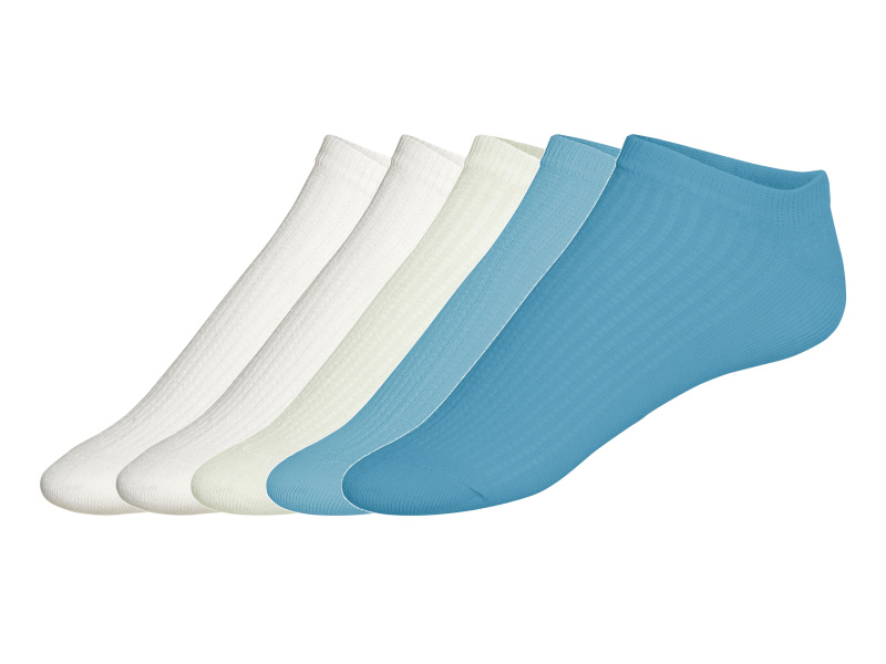 esmara® Dámské nízké ponožky s BIO bavlnou, 5 párů (krémová/modrá/šedá, 35-38)