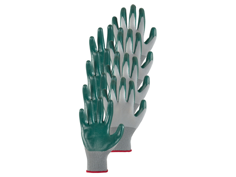 Parkside® Nitrilové zahradní rukavice (šedá/zelená/červená)
