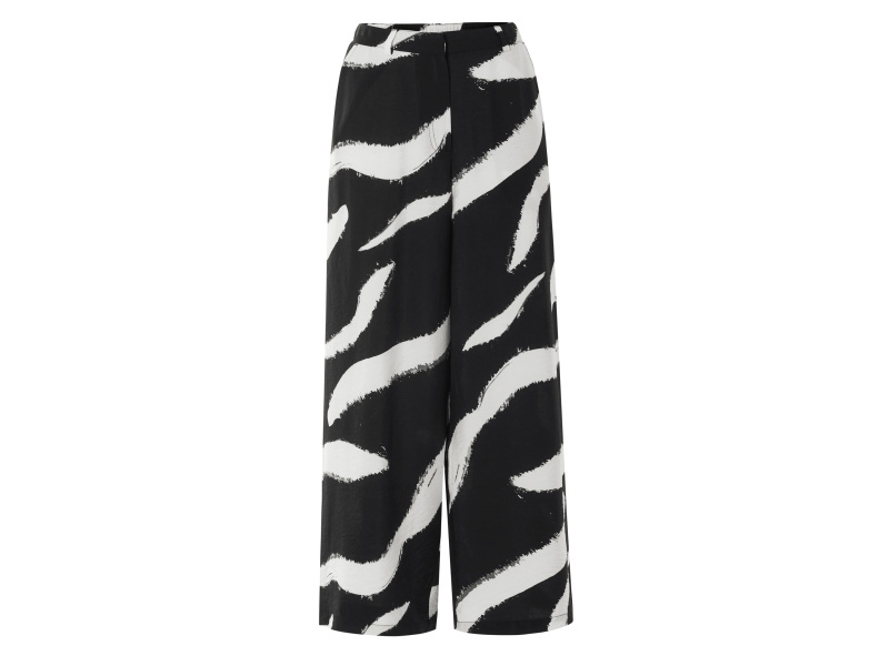 esmara® Dámské kalhoty se širokými nohavicemi, z elegantního kepru (černá/bílá, 34)