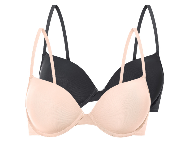esmara® Dámská podprsenka, 2 kusy (černá/béžová, 85C)