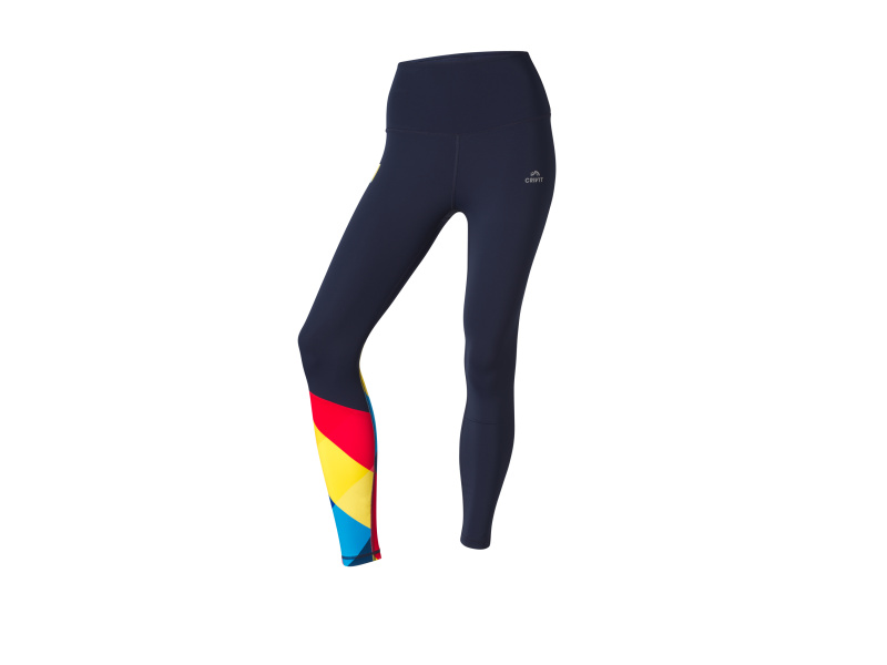 Crivit Dámské funkční legíny Lidl-Trek (navy modrá / žlutá / červená, XS (32-34))
