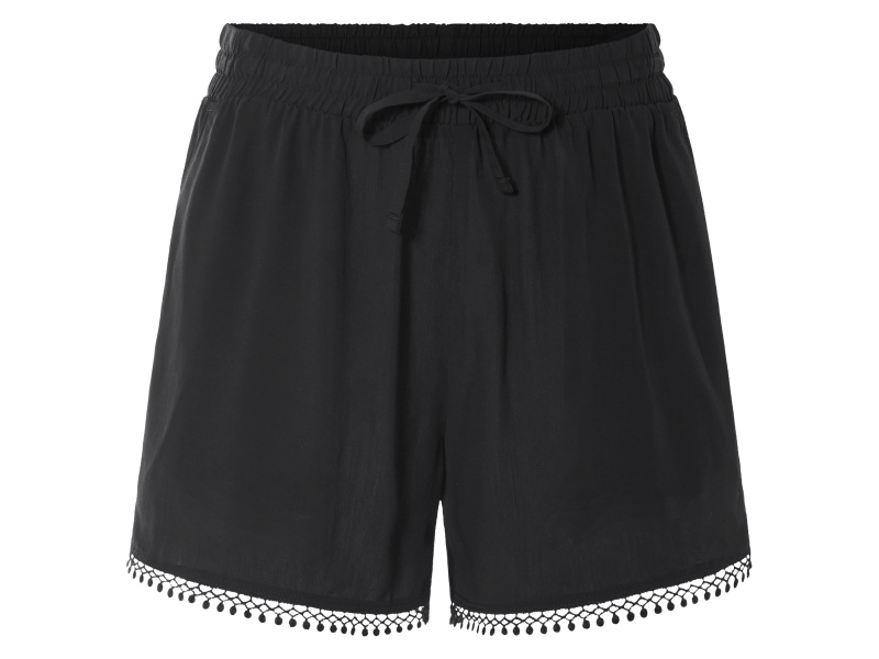 esmara® Dámské kraťasy, s kapsami a háčkovanou krajkou (černá, 42)