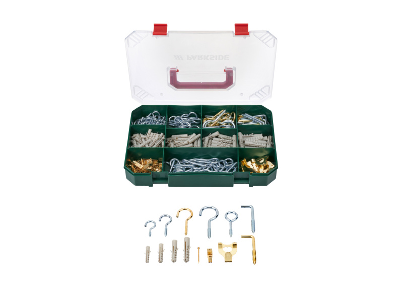 Parkside® Sortiment hmoždinek a háčků / kabelových vázacích pásků / hřebíků (sortiment háčků a hmoždinek)