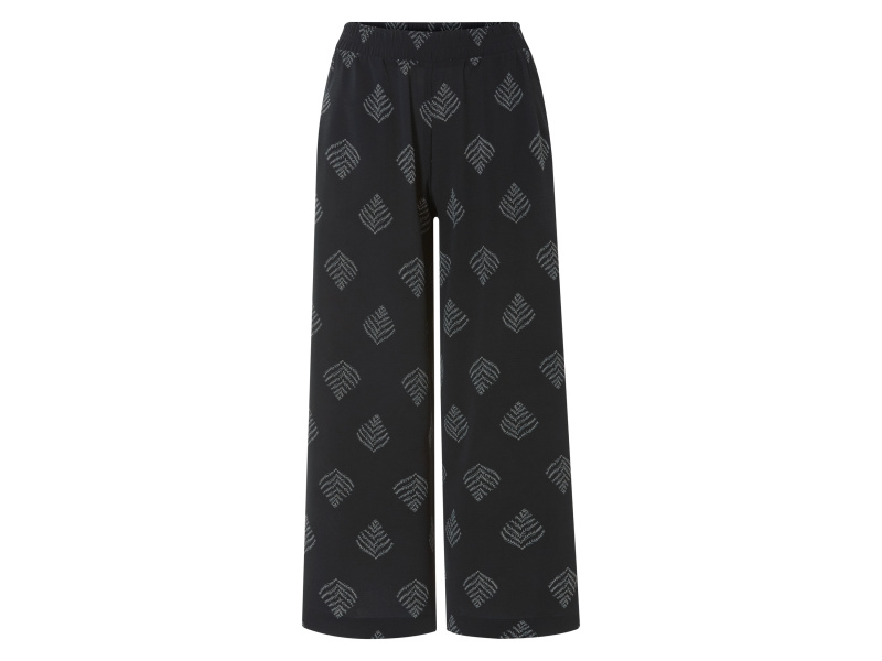 esmara® Dámské kalhoty se širokými nohavicemi, módní 7/8 délka (černá/vzorovaná, 46)