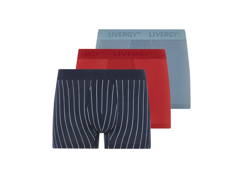 Livergy® Pánské boxerky, 3 kusy (navy modrá / červená / modrá, 8/Xxl)