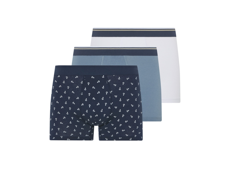 Livergy® Pánské boxerky, 3 kusy (navy modrá / bílá / modrá, 8/Xxl)
