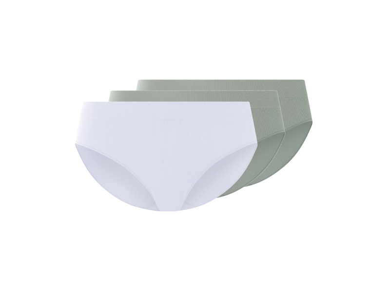 esmara® Dámské bezešvé kalhotky, 3 kusy (zelená/bílá, M (40/42))