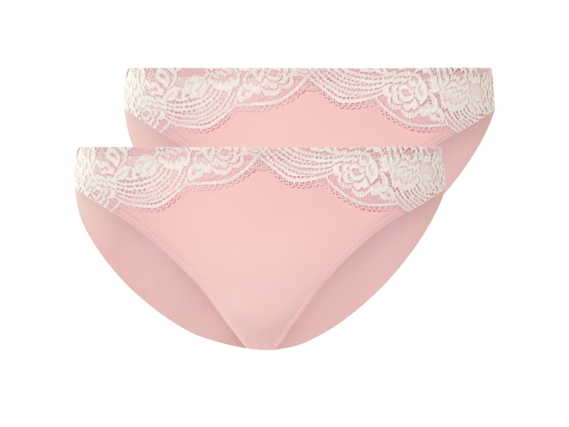 esmara® Dámské kalhotky s krajkou, 2 kusy (světle růžová, S(36/38))
