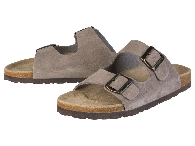 Livergy® Pánské kožené pantofle (šedohnědá, 41)