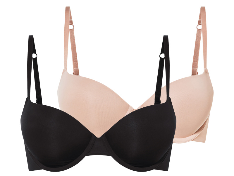esmara® Dámská push-up podprsenka, 2 kusy (černá/béžová, 80B)