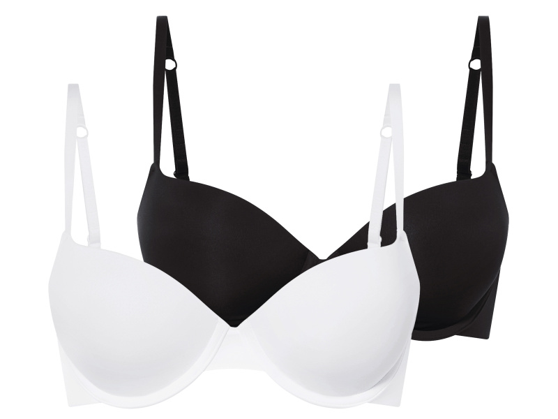 esmara® Dámská push-up podprsenka, 2 kusy (černá/bílá, 85C)