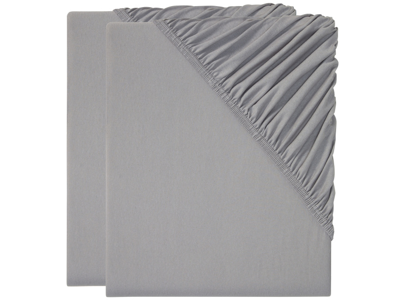 Livarno home Žerzejové napínací prostěradlo, 140-160 x 200 cm, 2 kusy (šedá)