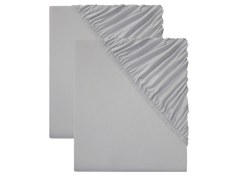 Livarno home Sada žerzejových napínacích prostěradel, 90-100 x 200 cm, 2dílná (světle šedá)