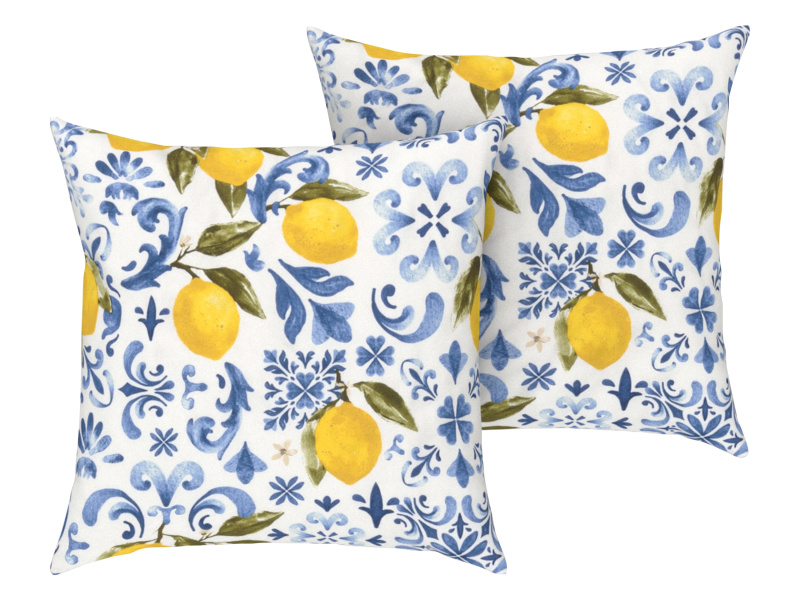 Livarno home Potah na polštář Renforcé, 50 x 60 cm, 2 kusy (citronová/modrá)
