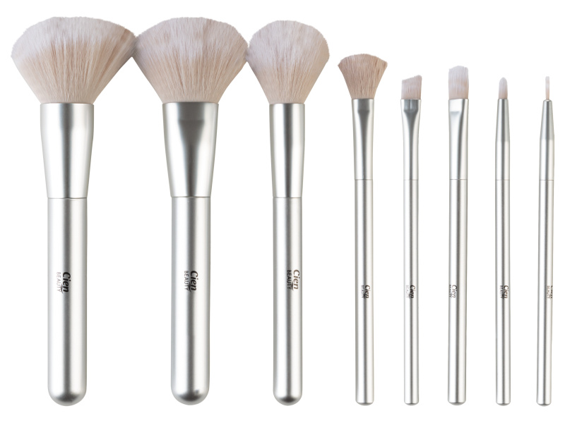 Cien Beauty Sada kosmetických štětců, 9dílná (stříbrná)