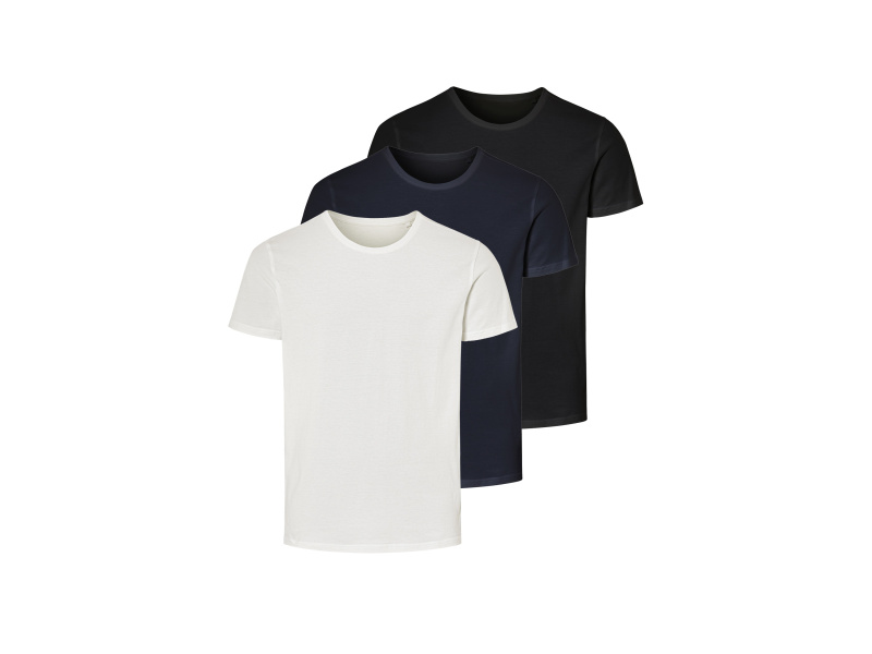 Livergy® Pánské triko s BIO bavlnou, 3 kusy (černá / tmavě modrá / bílá, XL (56/58))
