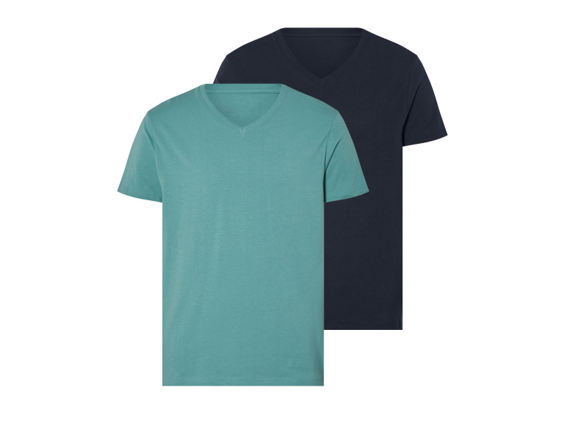 Livergy® Pánské triko, 2 kusy (navy modrá / světle zelená, L (52/54))