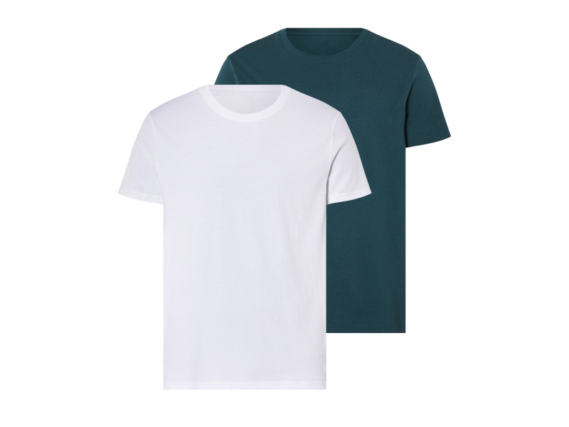 Livergy® Pánské triko, 2 kusy (tmavě zelená / bílá, XL (56/58))