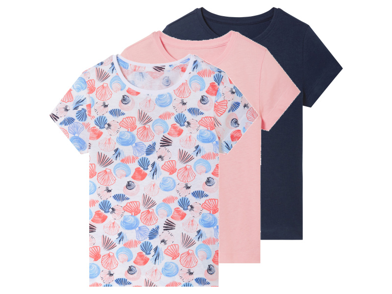 lupilu® Dívčí triko, 3 kusy (růžová/navy modrá/potisk, 110/116)