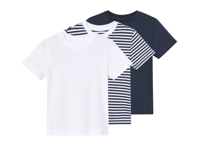 lupilu® Chlapecké triko, 3 kusy (pruhy / navy modrá / modrá, 110/116)
