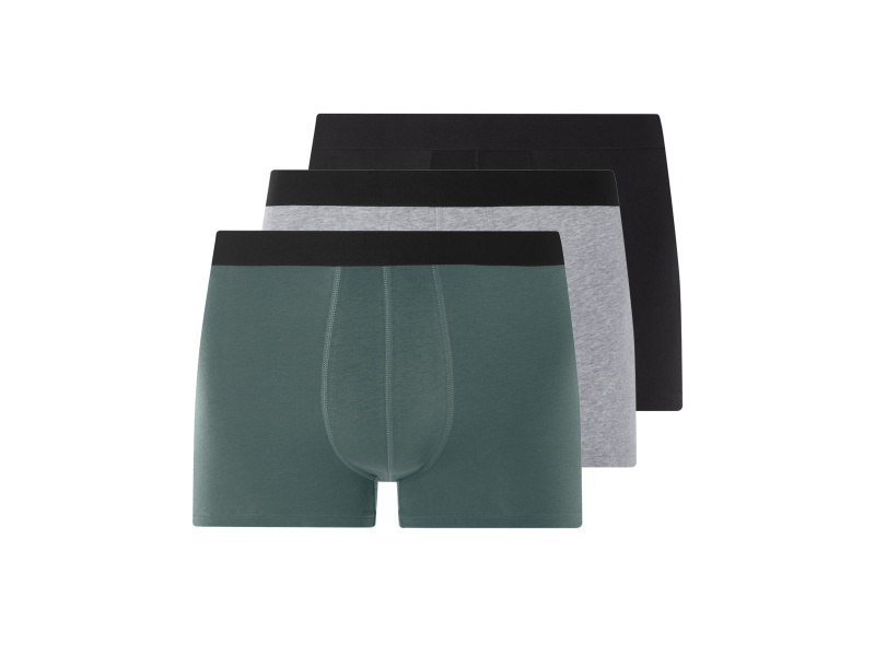 Livergy® Pánské boxerky Xxl, 3 kusy (černá/šedá/zelená, 8/Xxl)