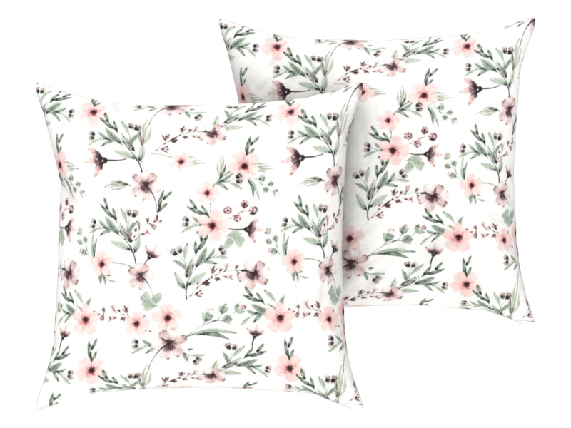 Livarno home Potah na polštář, 50 x 60 cm, 2 kusy (květy/bílá)