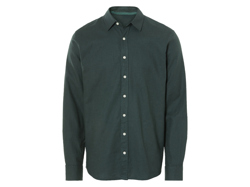 Livergy® Pánská lněná košile (tmavě zelená, S (37/38))