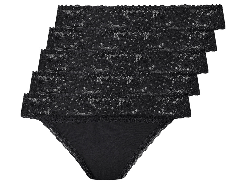 esmara® Dámské kalhotky s krajkou, 5 kusů (černá, M (40/42))