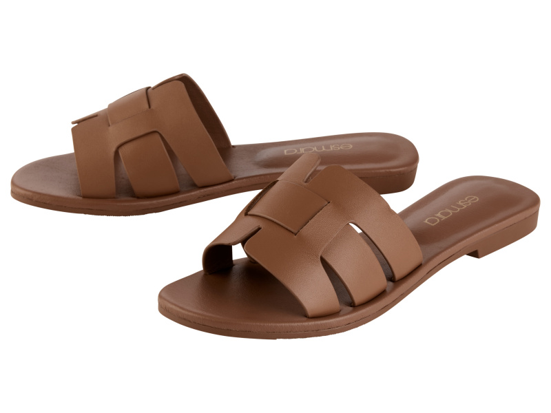 esmara® Dámské kožené pantofle (hnědá, 41)