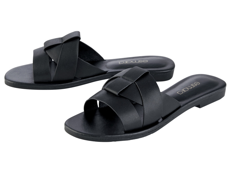 esmara® Dámské kožené pantofle (černá, 37)