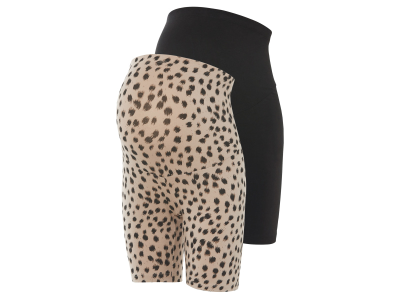 esmara® Dámské těhotenské kraťasy "Biker" s BIO bavlnou, 2 kusy (černá/leopard, L(44/46))