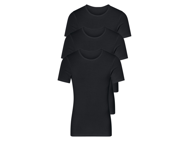 Livergy® Pánské spodní triko, 3 kusy (černá / kulatý výstřih, 8/Xxl)